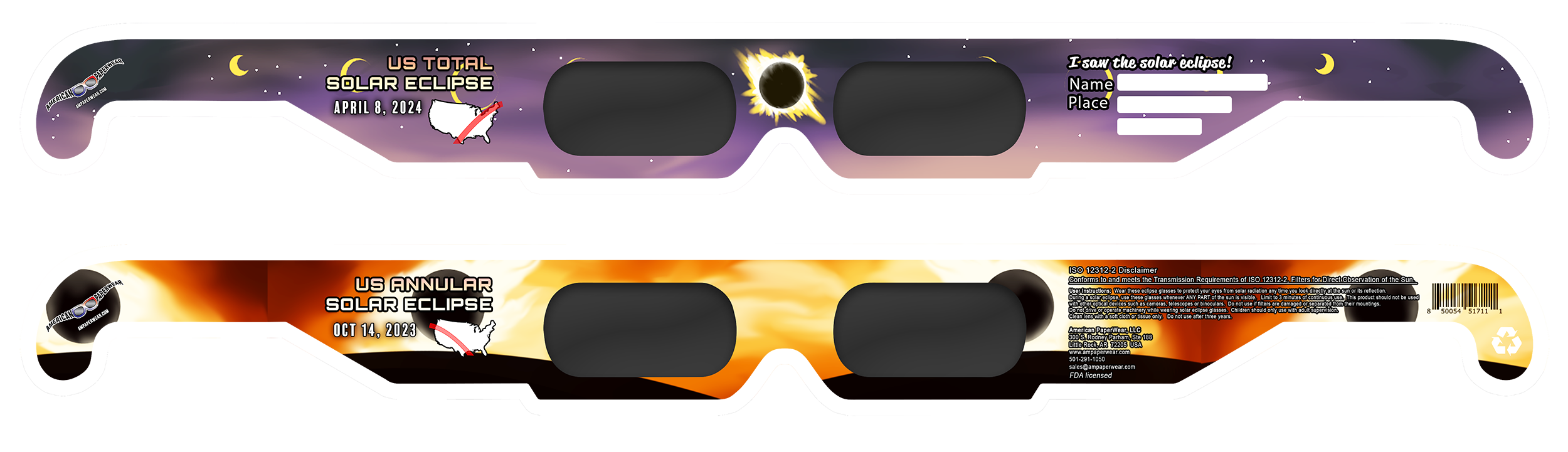 US Solar Eclipse Glasses for 2023-24, bulk purchase, 50-packs