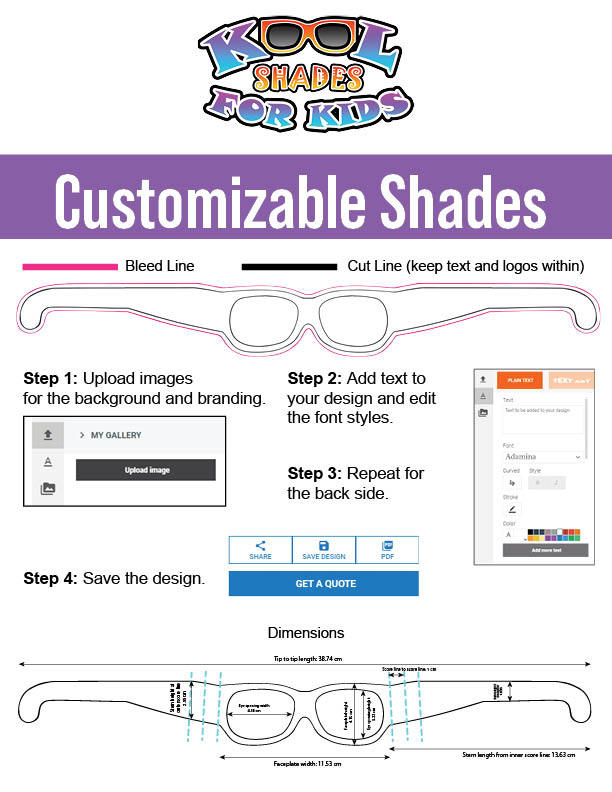 Kool Shades for Kids, Customized, Bulk 50-packs