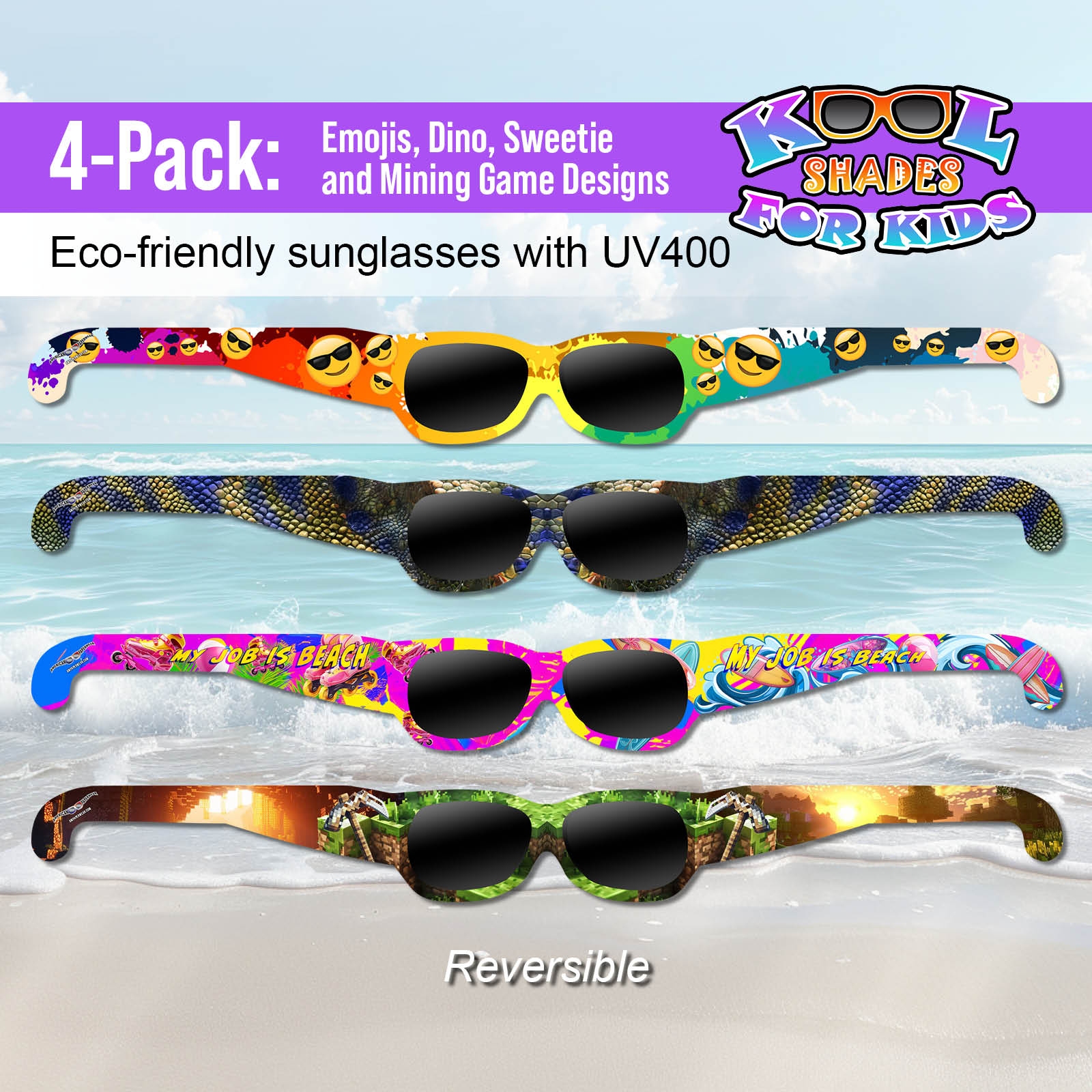 Kool Shades for Kids, Variety Bulk 4-pack