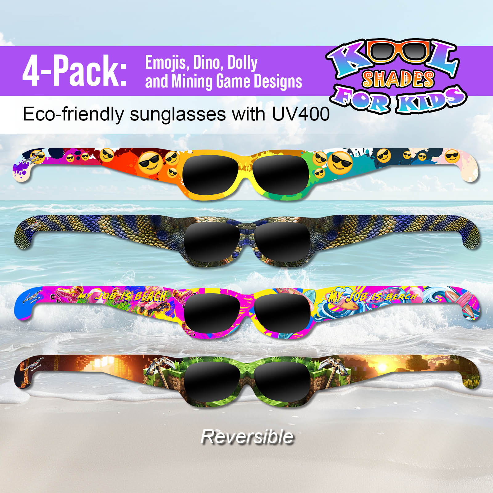 Kool Shades for Kids, Variety Bulk 4-pack