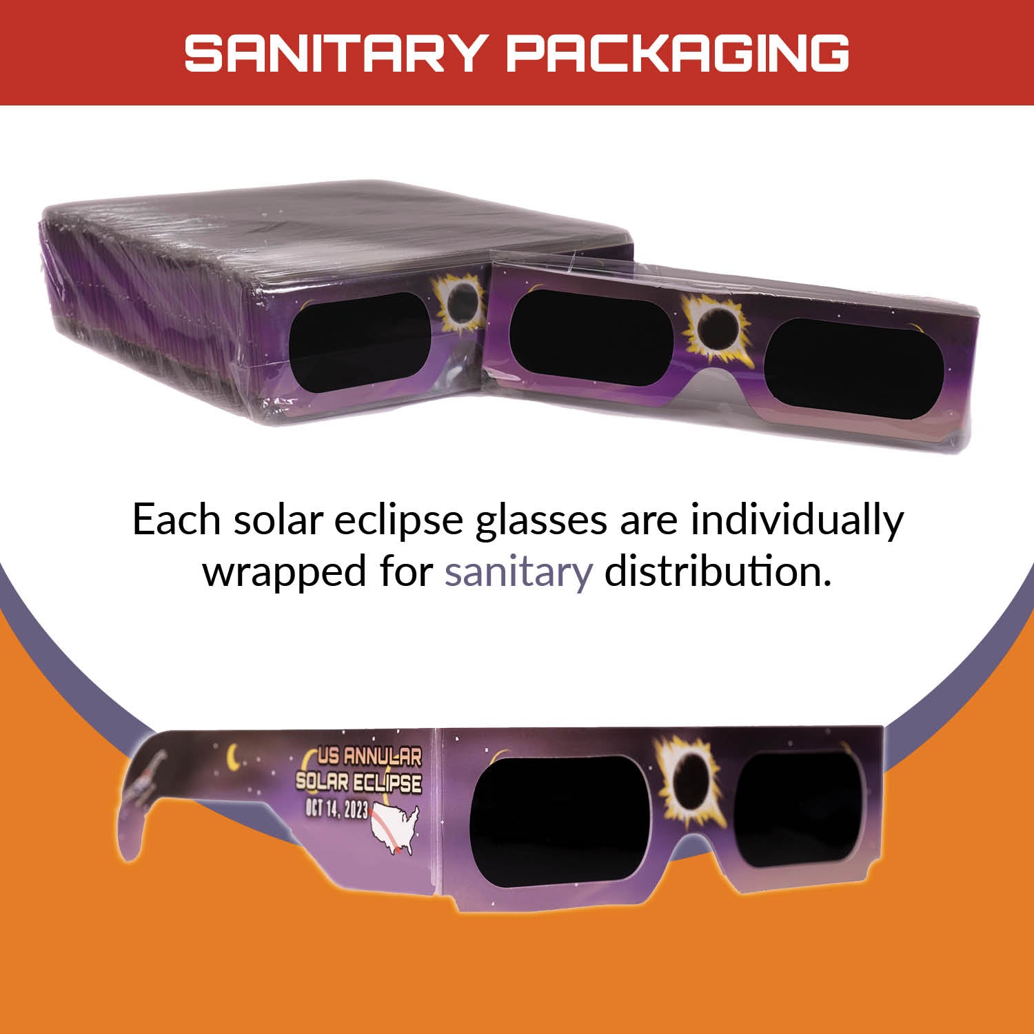 US Solar Eclipse Glasses for 2023-24, bulk purchase, 50-packs